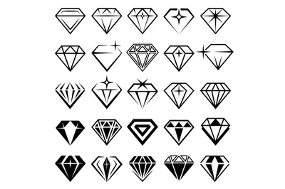 Jewelry set. Stylized diamonds collection recent vector black symbols