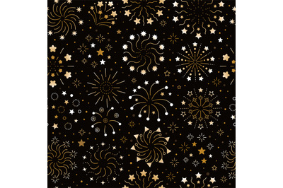 Fireworks pattern. Festival sparks celebration textile design template