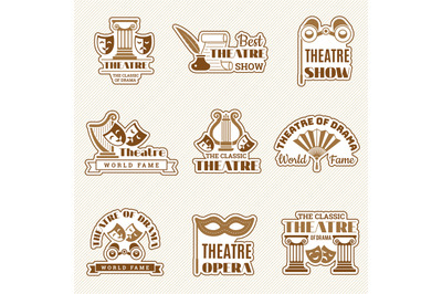 Theatre logo. Cinema entertainment show elements theatre badges drama