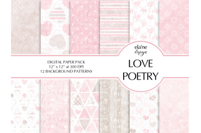 Love Poetry Digital Paper Pack