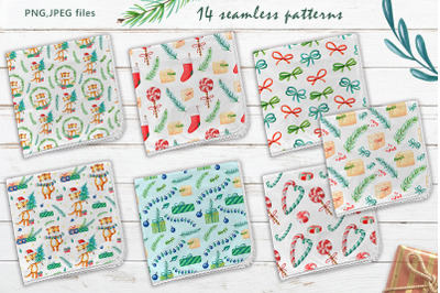 14 Christmas seamless patterns