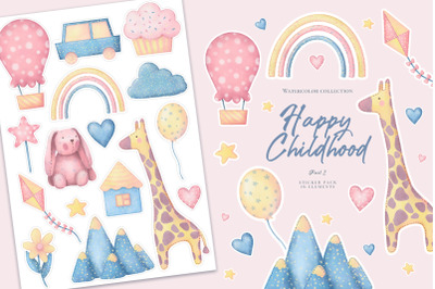 Happy Childhood Past 2. Printable Sticker pack