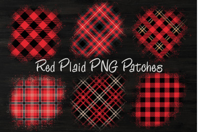 Distressed Red Plaid Patches