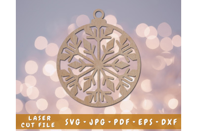 Snowflake Christmas Ornament Laser SVG Cut File