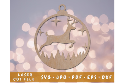 Reindeer Christmas Ornament Laser SVG Cut File