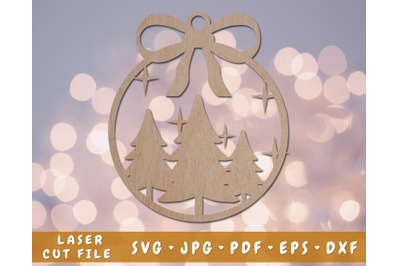 Christmas Ornament With Trees Laser SVG Cut File