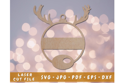 Personalizable Reindeer Christmas Ornament Laser SVG Cut File