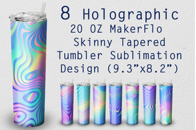 8 Tumbler Tapered 20 OZ Sublimation Holographic Wrap Design