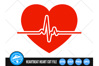 Heartbeat Line Love Heart SVG | ECG EKG Cut File