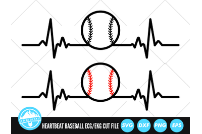 Heartbeat Line Baseball SVG | ECG EKG Cut File