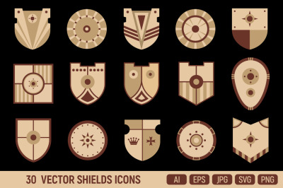 Army shields icons set