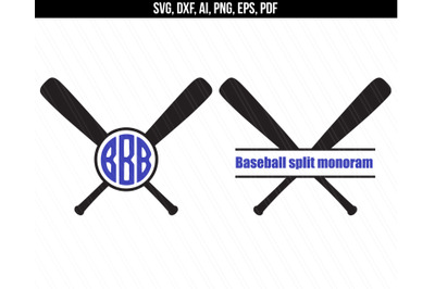 Baseball bat svg, Baseball monogram svg, sports svg, Criss crossed bats