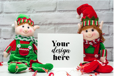 Christmas Card Mockup. Elf Mockup 16. Holiday mockup.