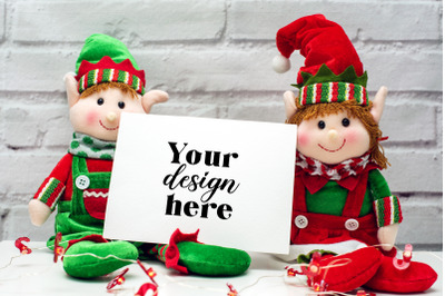 Christmas Card Mockup. Elf Mockup 18. Holiday mockup.