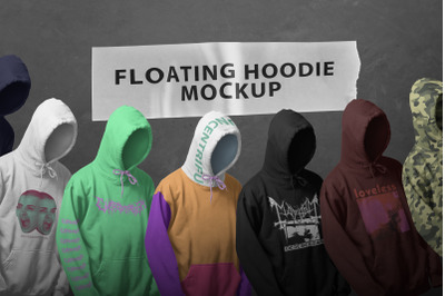 Realistic Floating Hoodie Mockup