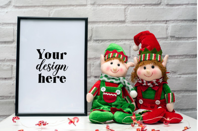 Christmas Frame Mockup. Elf Mockup 20. Holiday mockup.