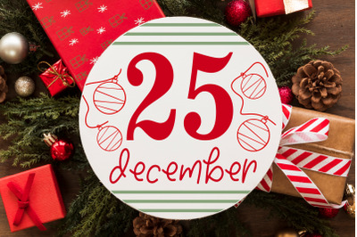 25 December Round Sign Christmas SVG, Merry Christmas Bundle