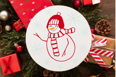 Snowman Round Sign Christmas SVG, Merry Christmas Bundle