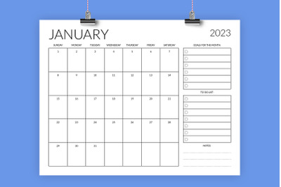 2023 8.5 x 11 Inch Planner Calendar