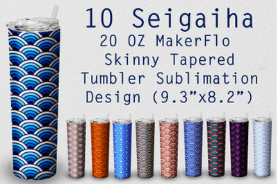 10 Tumbler Tapered 20 OZ Sublimation Seigaiha Wrap Design