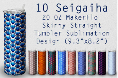 10 Tumbler Straight 20 OZ Sublimation Seigaiha Wrap Design