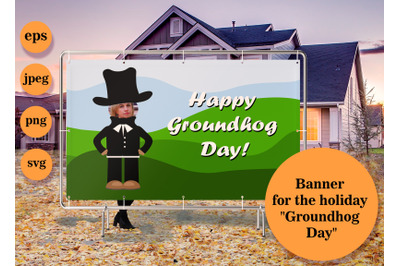 Banner for the holiday &quot;Groundhog Day&quot;