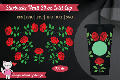 Red Roses Starbucks Cold Cup 24 Oz Svg
