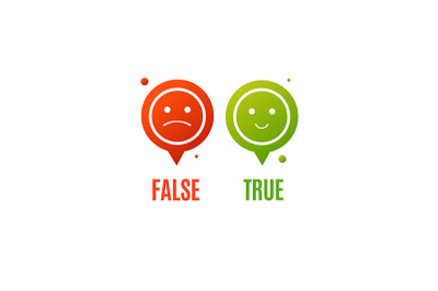 Pin Pointer True or False with Smile Set. Vector