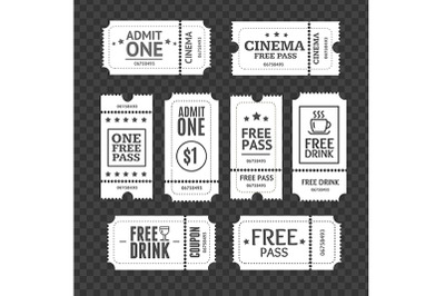 Different Types Mockup Tickets Set. Vector