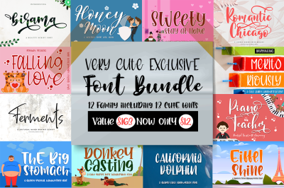 13 Fonts in Very Cute Exclusive Handwritten Font Bundle / Limited Time