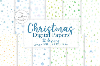 Watercolor Christmas Digital Papers