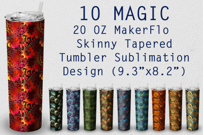 10 Tumbler Tapered 20 OZ Sublimation Magic Wrap Design