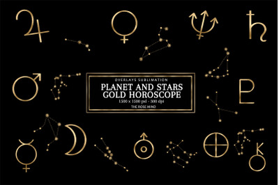 Planet Star Constellation Gold