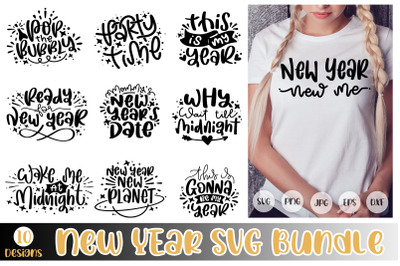 New Year SVG Bundle Happy New Year Quotes SVG Cut Files