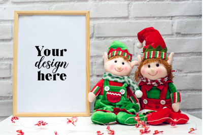 Christmas Frame Mockup. Elf Mockup 24. Holiday mockup.