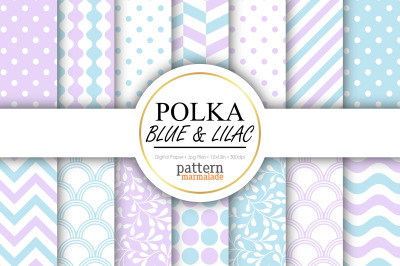 Polka Blue And Lilac&nbsp;Digital Paper - T0116