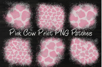 Distressed Pink Cow Print Patches