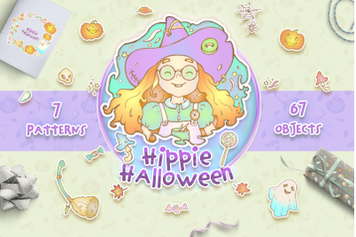 Hippie Halloween Set - AI, EPS10, PNG objects