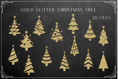 Gold Glitter Christmas Trees