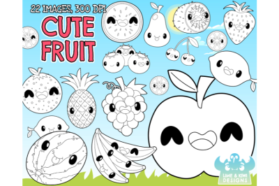 Cute Fruit Digital Stamps - Lime and Kiwi Designs