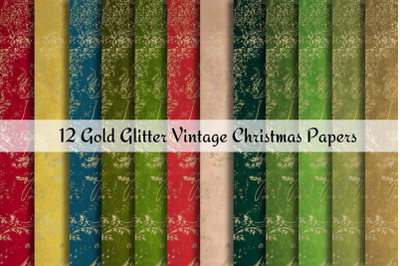 Christmas Vintage Gold Digital Papers