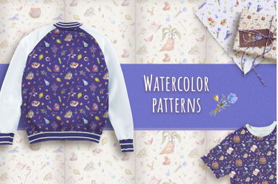 4 Watercolor witchcraft patterns - 300 dpi PNG files