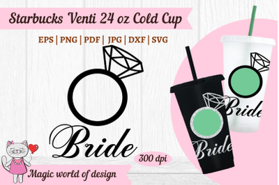Bride Diamond Ring svg for Starbucks Venti Cold Cup 24 oz