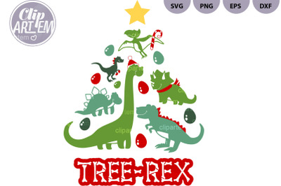 Watercolor Dinosaur Christmas Dino Tree Rex PNG File