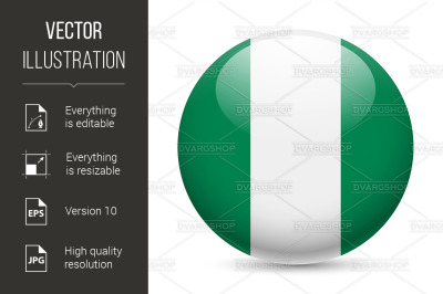 Round glossy icon of Nigeria