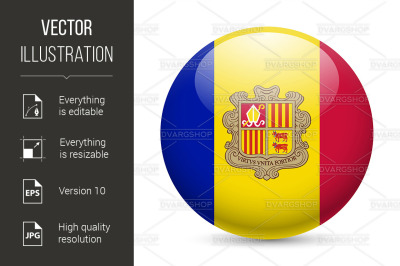 Round glossy icon of Andorra