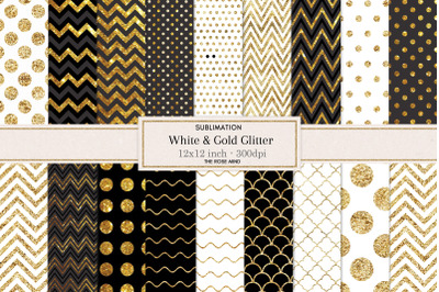 White &amp; Gold Glitter texture