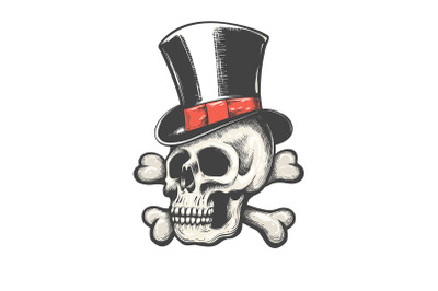 Skull and Bones in Gentleman Cylinder Hat