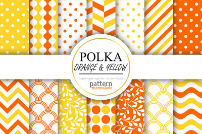Polka Orange And Yellow Digital Paper - S1003