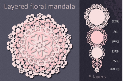 Layered floral mandala. Files for cutting